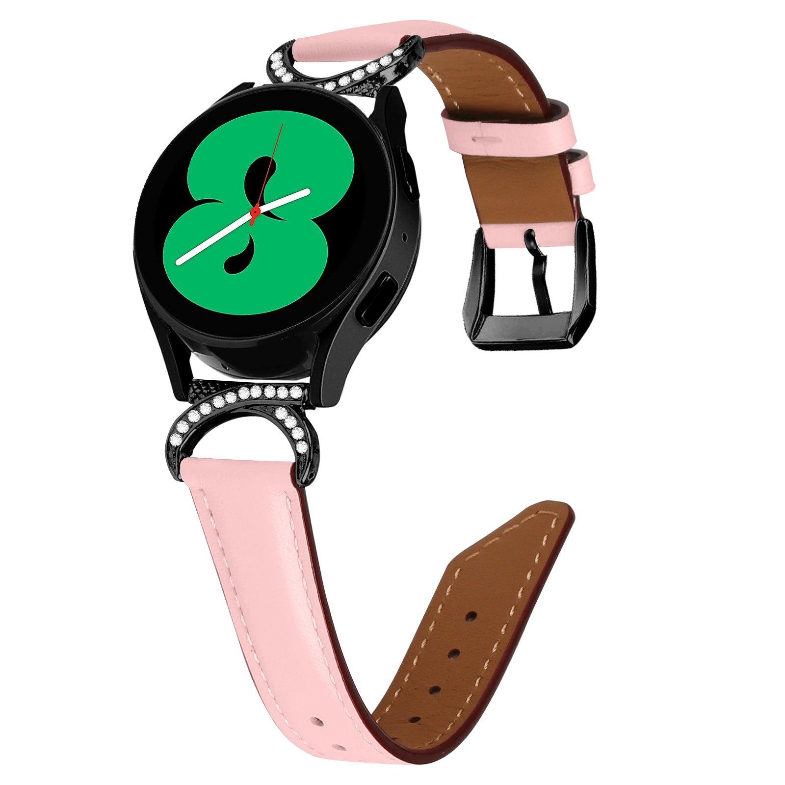 For Samsung Galaxy Watch 3 41mm Watch 5 40mm 44mm Replacement Wrist Band 20mm Rhinestone D-shape Connector Split Leather Strap with Black Buckle For Samsung Galaxy Watch 3 41mm Watch 5 40mm 44mm Replacement Wrist Band 20mm Rhinestone D-shape Connector Split Leather Strap with Black Buckle